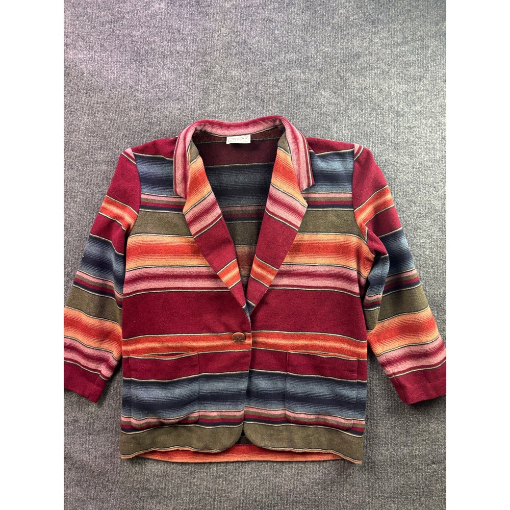 Vintage Arizona Jean Company Blazer Women Large Southwest Stripe Wool Blend